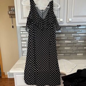 MSK Black and White Polka Dot Midi Dress